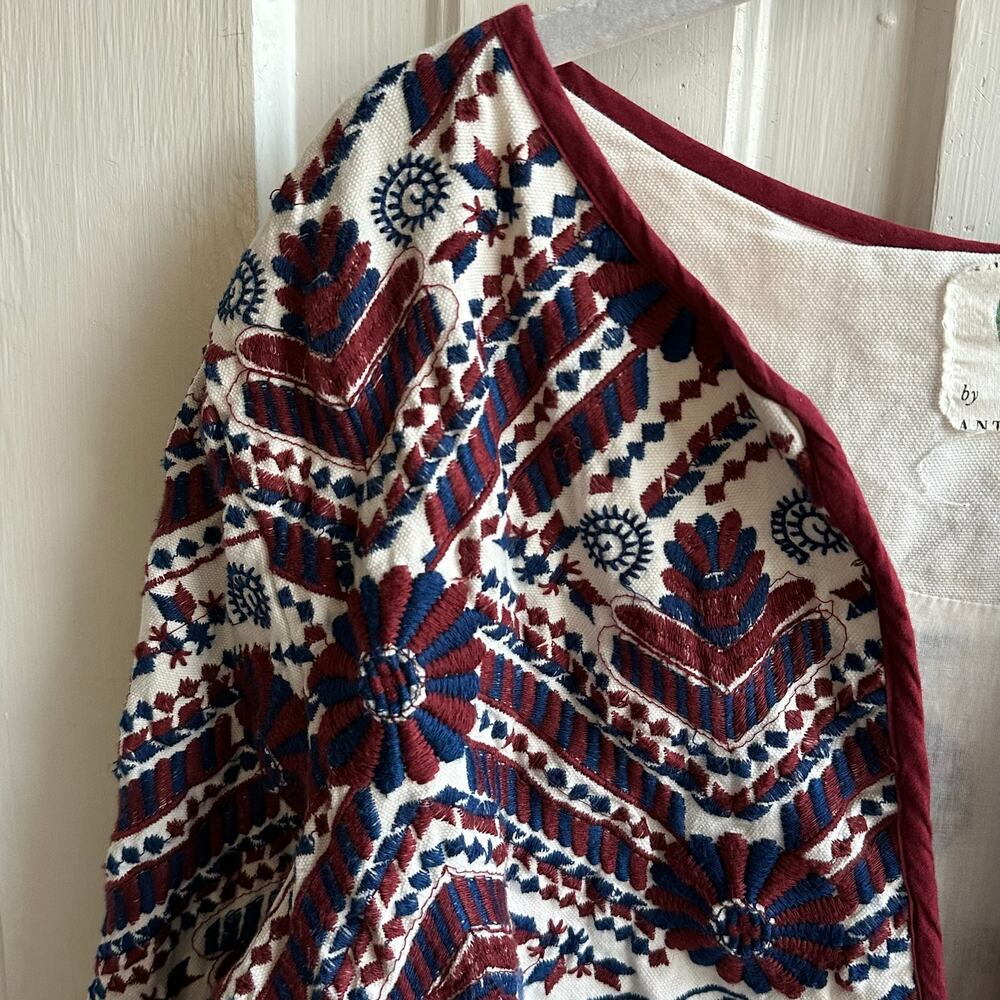 Anthropologie Greenwich Embroidered Open Cropped Jacket - Picture 4 of 8